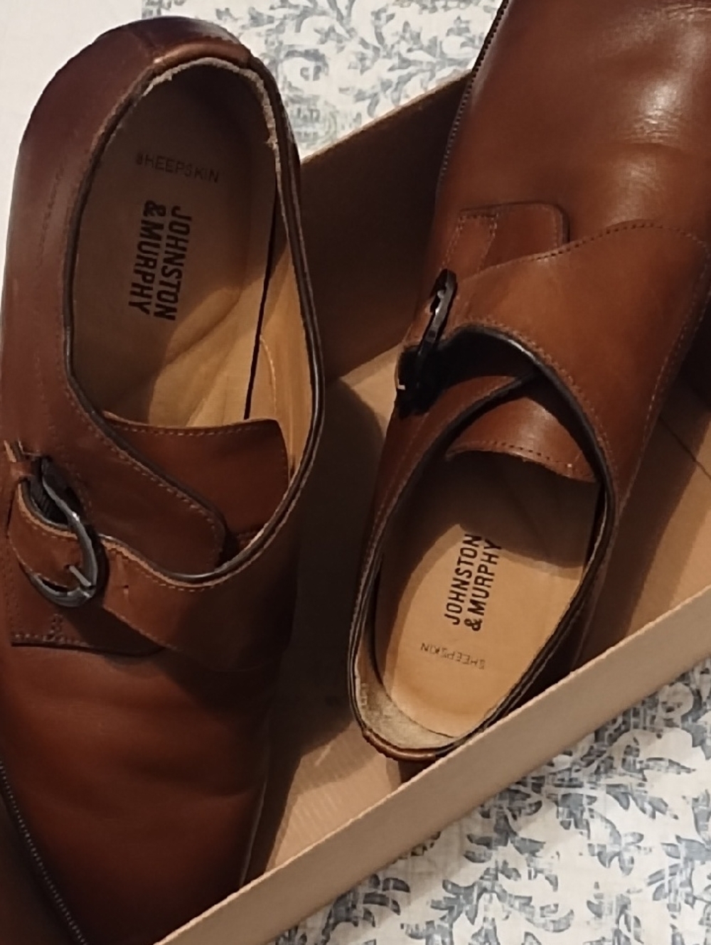 Johnston & Murphy Tan Leather Single Monk Strap Shoes